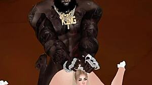 Blonde woman enjoys intense anal sex with a black man in this scene