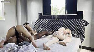 woke up my friend's husband for a fuck while she snored, felt so dangerous, got lots of cum in my mouth 😈