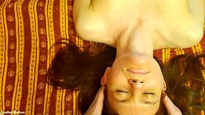 Girl next door gets tits massaged with olive oil