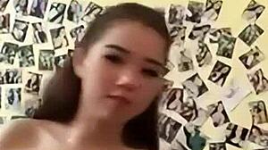 beautiful asian woman with big tits poses fresh