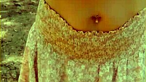 Wifey changes shirt outdoors, showing off her shaved pussy and tits