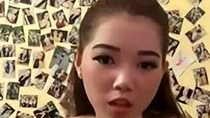 beautiful asian woman with big tits poses fresh