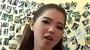 beautiful asian woman with big tits poses fresh