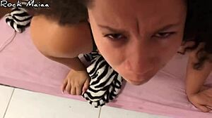 I can't believe she took that monster cock so well, the bbw submissive licked and sucked it all.