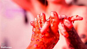 making her feet totally messy with food