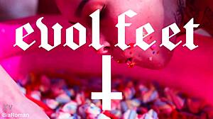 making her feet totally messy with food