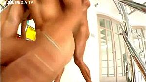 sabrina rose enjoys outdoor activities with natural features in bikini and heels