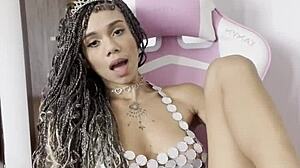 Pretty princess enjoys her toy