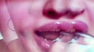 Nude Chick With Lipstick Teases Slave In BDSM