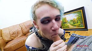 petite exotic coed raven rubs twat gets jizzed sucking cock