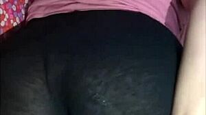 I had a sleepover with my friend in mini black shorts at the gym.