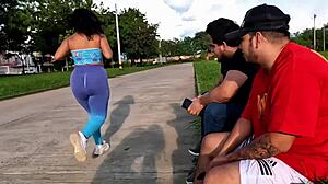Outdoor Threesome Adventure with Young Latina Found in Public Park