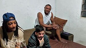 hot girl from club joins gangbang at home