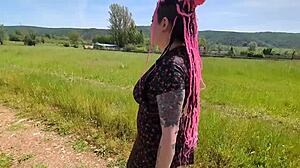 fucking stranger in the field with big cock 😈