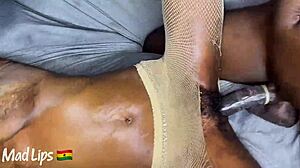 Slim black lactating teen fucked by big black cock!