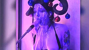 Beautiful devil passionately gives blowjobs filled with cum