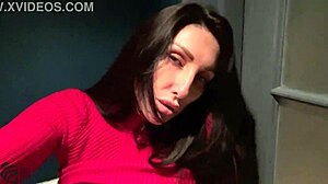 Horny Brunette Slut Jerks Off In Nightclub Toilet Wearing Lingerie