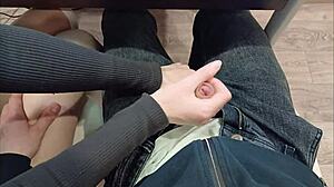 Jerked Off Classmate's Cock During Lecture In Close-Up