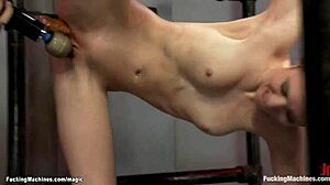 Petite babe uses vibrator and machine for masturbation