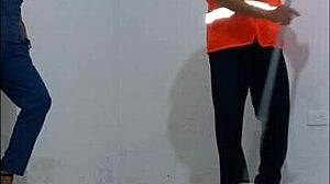 Nurse seduces cleaning employee for standing sex in hallways?