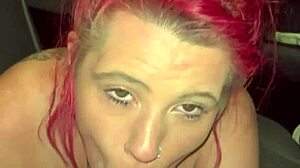 Redhead Streetwalker Sucks Dick Naked in Truck Backseat!