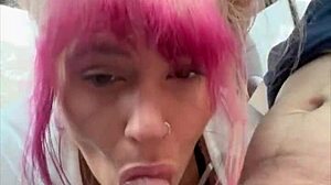 Hooker Sucks Bareback, Swallows Load Publicly