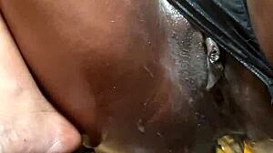 Wet Black Amateur Assfucked Pussy Cream Machine