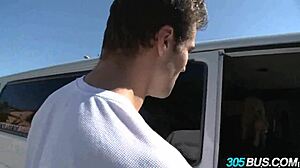 French babe Julie J humiliates me with public blowjob, oh god!