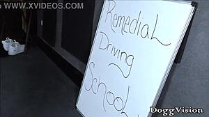 Hey, creampie that big ass BBW driving school instructor while she's bent over!