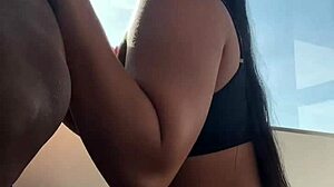 cute brazilian girl tries ebony cock for the first time in sucking blowjob cumshot