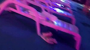 Young Japanese beauty gets hardcore fucked in night pool