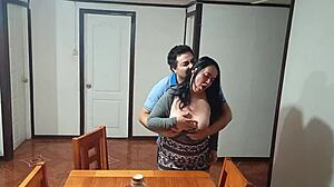 Curvy Stepmother Taken By Surprise For Sex On Dining Table Before Breakfast