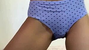 tiny barely legal teen 18+ with a perfectly plump pussy tries stuffing her cute panties in her tight pink hole the panty bank - used panties 😘