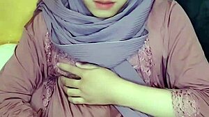 asian crossdresser in hijab masturbates solo quietly