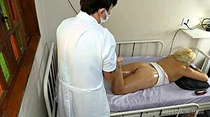 Wife bent over at massage parlor