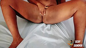 Ebony babe worships her big ass before masturbating her pussy after a hot group bang
