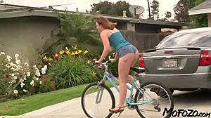 hey, check out this slim amateur getting a sloppy blowjob and facial after riding her bike 😏