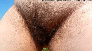 Hairy Mature Woman Flashes Pussy Outdoors In Exhibition