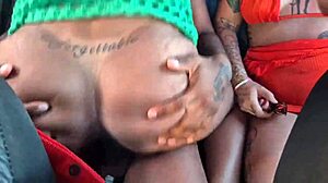 We paid the driver with our tight pussies in the car.