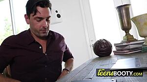 Sarah Wakes Horny Master, Sucks And Takes His Big Cock In Ass