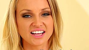 Blonde babe uses toys for first time anal masturbation