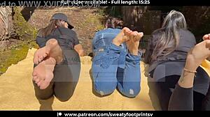 Latina takes off sweaty shoes on cableway