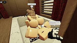 brunette with fat ass teases sucking and fucking in bathtub