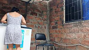 Emotional Encounter with Slutty Neighbor Flashing Pussy in the Yard