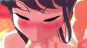 Komi San Gives Blowjob to Monster Cock and Swallows