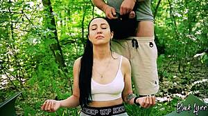 Freeuse Jerking On Ponytail Brunette During Yoga Meditation!
