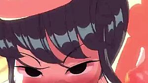 Komi San Gives Blowjob to Monster Cock and Swallows