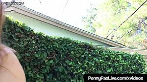 Hey, penny pax is fucking herself with a dildo poolside!