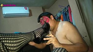 Mexican milf in lingerie gives footjob with high heels