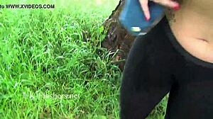 I love watching sexy Ashley Rider flashing her perky tits outdoors as voyeur babe in public riding scenes